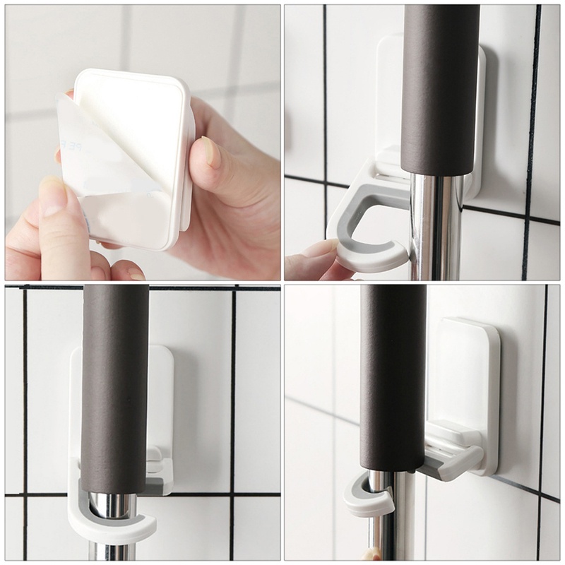 [Harga Grosir] Holder Pel Tempel Dinding Kait Kamar Mandi Bebas Pukulan Rak Pel Kait Lipat Sikat Toilet Mops Clip Rack Untuk Kamar Mandi Dapur