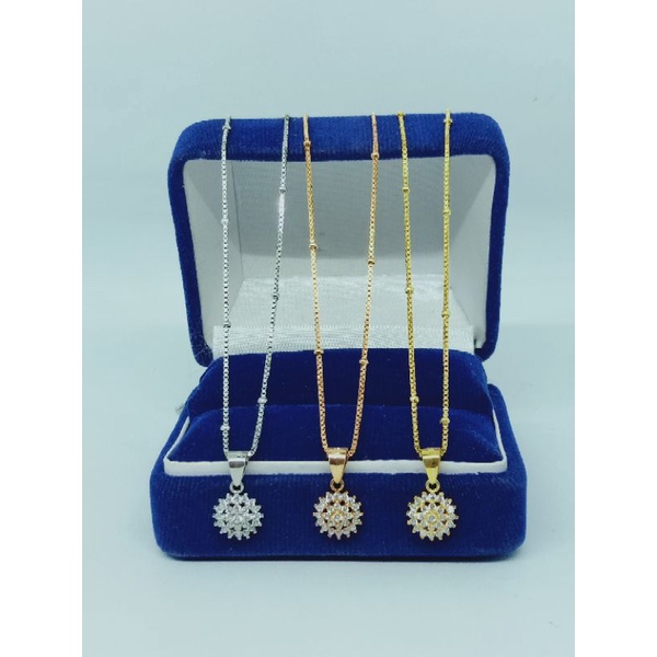 kalung itali jedar + liontin bunga mp full/ kalung perak asli silver 925 lapis emas / kalung fashion wanita terbaru