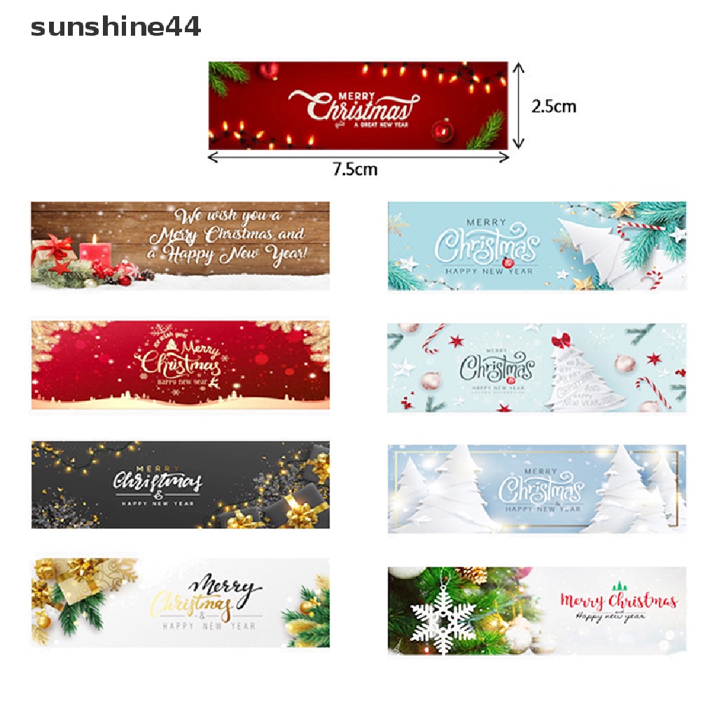 Sunshine 120Pcs/Roll 2.5x7.5cm Merry Christmas Stiker Hadiah Liburan Label Decals.