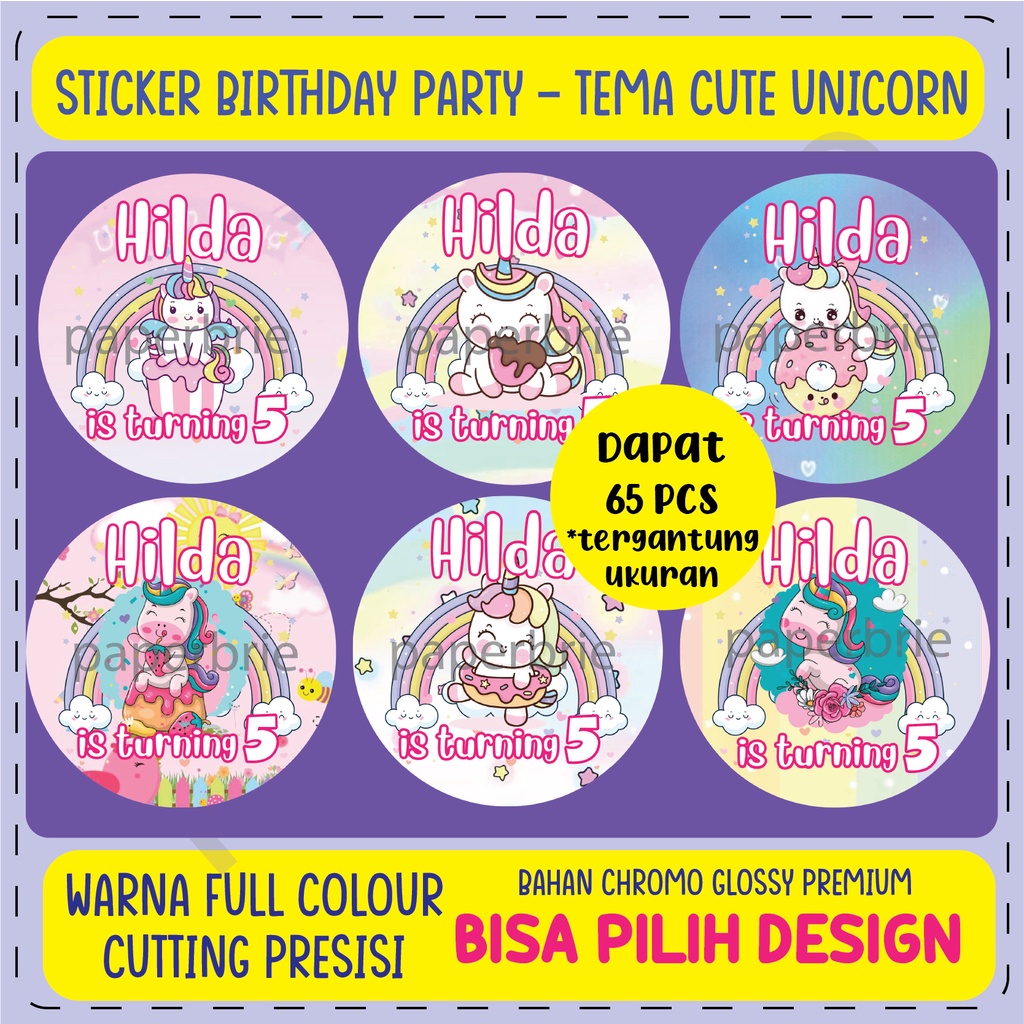 

Label Stiker Unicorn Cute - Sticker Ulang Tahun Anak, Hampers, Souvenir, Birthday Party