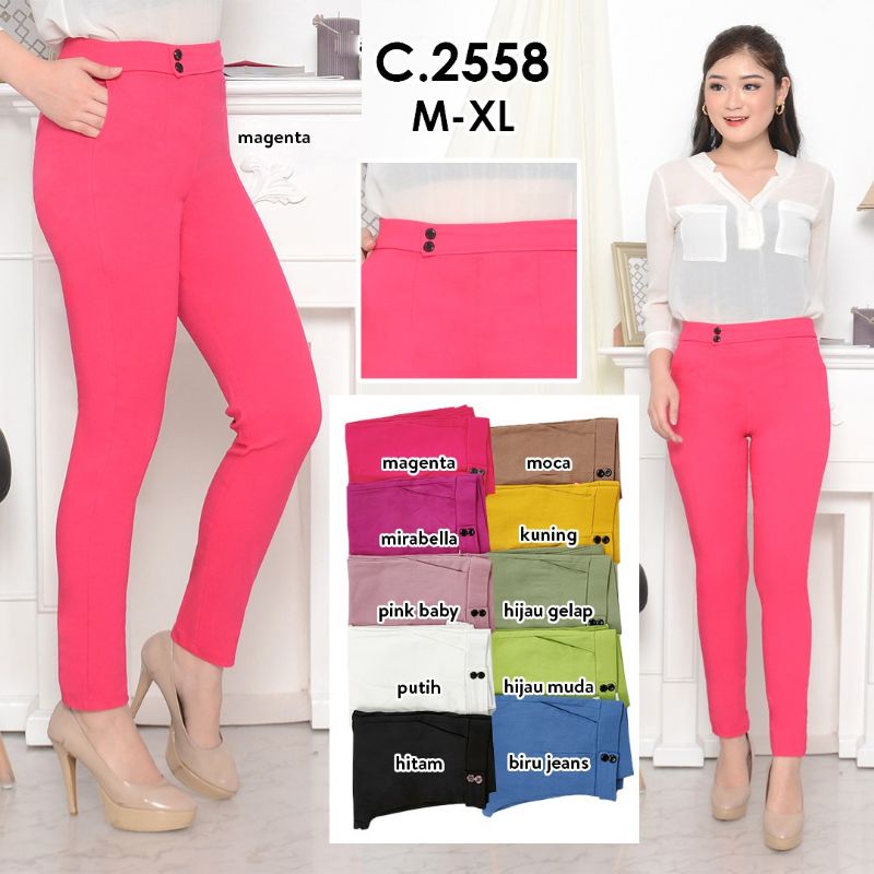 SKINY PANTS C2558  KANCING PINGGANG  // CELANA STREACTH IMPORT PREMIUM // BAWAHAN IMPORT PREMIUM // FASHION IMPORT PREMIUM MURAH