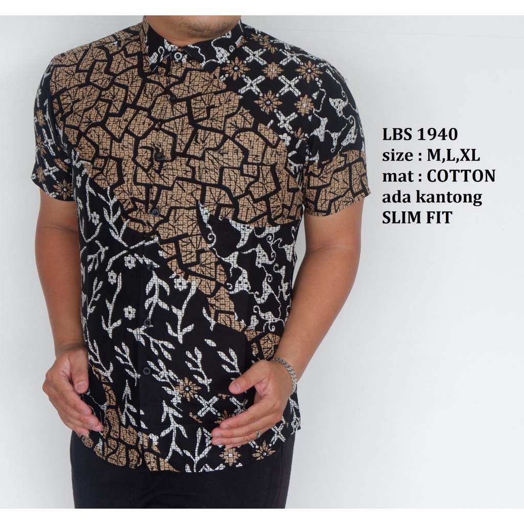 KEMEJA BATIK PRIA SLIM FIT LENGAN PENDEK BAJU BATIK PRIA LBS1940