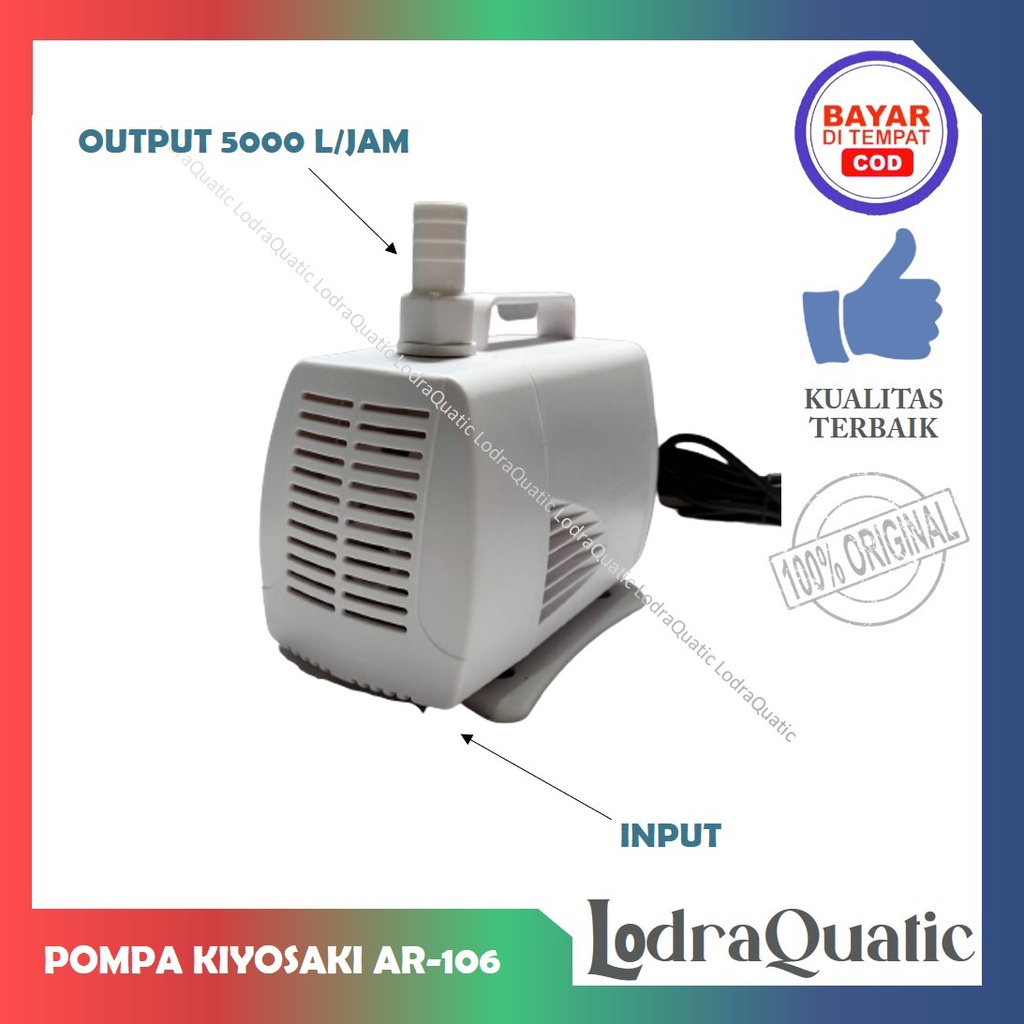 PROMO MURAH KIYOSAKI AR-106 POMPA KOLAM IKAN KIYOSAKI AR-106  NAIK 4 METER POMPA 5000 LITER PER JAM POMPA AIR HIDROPONIK POMPA KOLAM KECIL POMPA AQUARIUM BESAR FILTER AQUARIUM FILTER KOLAM IKAN KOI FILTER POMPA AIR LAUT MARINE