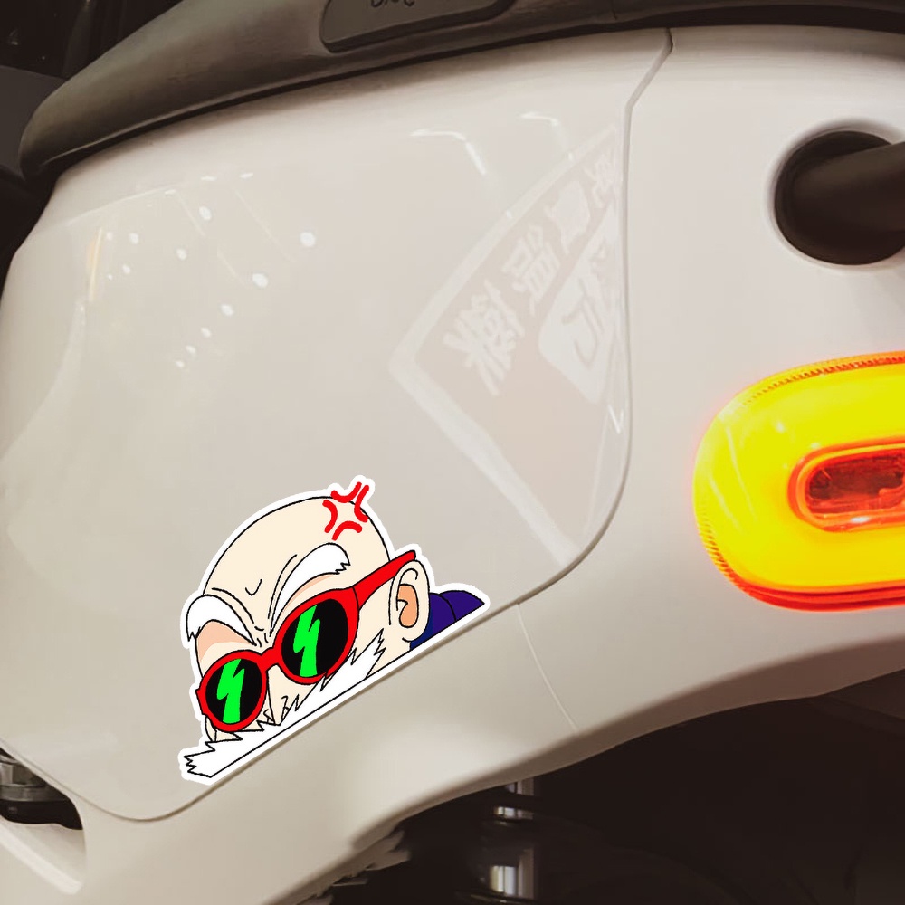 Master Dragon Ball Roshi Marah Kakarotto Membuat Wajah Kartun Lucu Stiker Bodi Sepeda Motor Animasi Jepang Jendela Mobil Depan dan Belakang Bumper Reflektif Dekoratif Reflektif