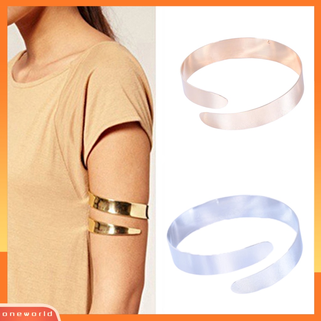 {oneworld} Wanita Punk Sederhana Lilit Spiral Upper Arm Cuff Armlet Armband Bangle Gelang