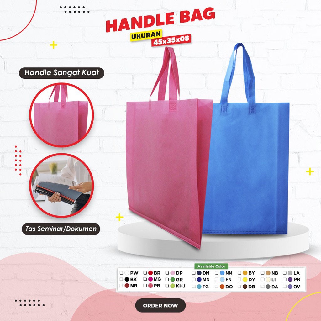 

BKN Tas Goodiebag Spunbond HSH 45x35x8 Press Lipat Samping | Tas Souvenir | Tas Event | Tas Promosi | Tas Packaging