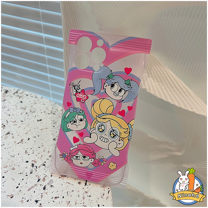 IPHONE Casing Kompatibel Untuk Iphone14 13 12 11 Pro Max X Xr Xs Max8 7 6 6s Plus Se2020 Candy Snack Bag Case Kartun Cinta Kecil Policewoman Phone Silicone Soft Case Cover Pelindung