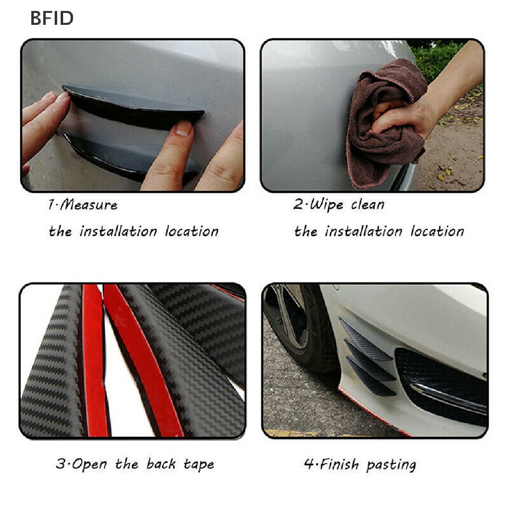 [BFID] 6pcs Mobil Bumper Depan Lip Splitter Sirip Body Spoiler Canards Refit Gloss Black [ID]