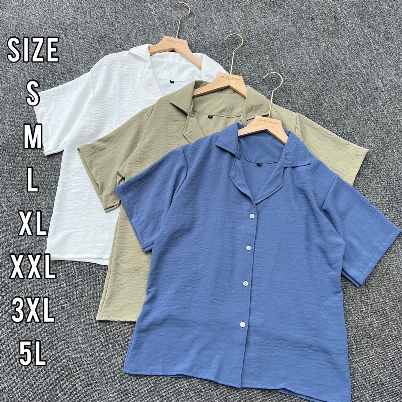 Aiko Shirt - Kemeja Crinkle - Kemeja Jumbo - Size S M L XL XXL 3XL 5L