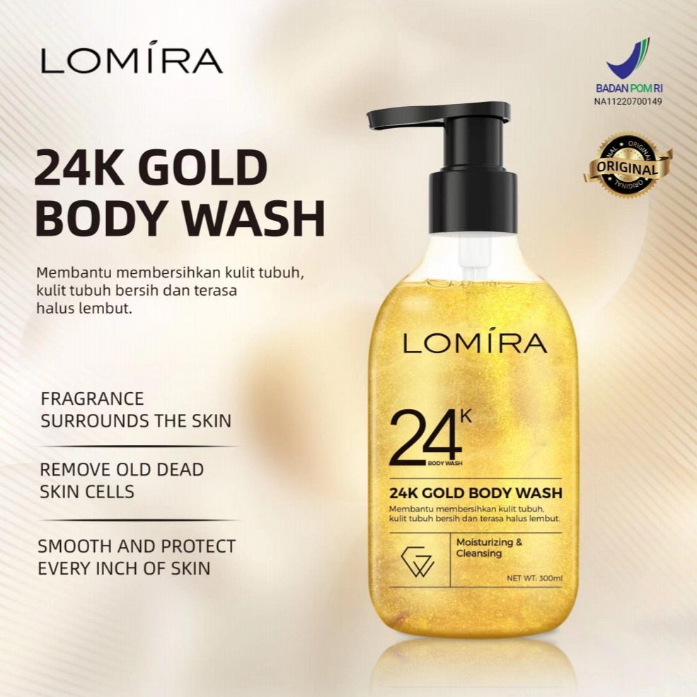 LOMIRA 24K GOLD BODY WASH - TERDAFTAR BPOM - SABUN MANDI CAIR LOMIRA MURAH