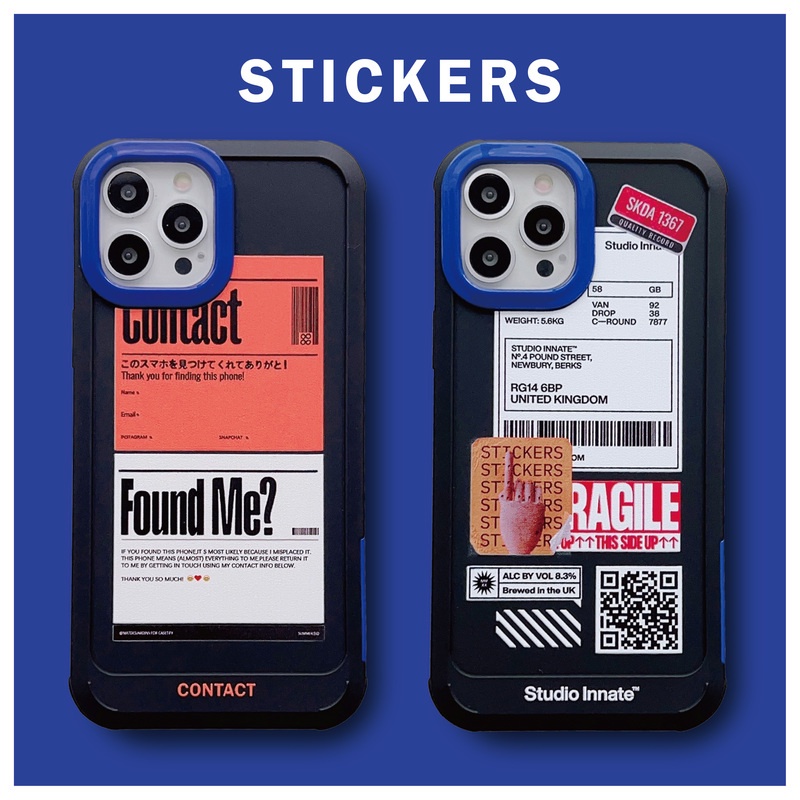 IPHONE Trend English Stripe Label Akrilik Casing Ponsel Untuk Iphone14 13 12 11 Pro Max All-inclusive Pelindung Lensa Kamera Silikon Shockproof Cover