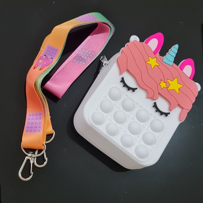 mini bag pop it unicorn - Putih