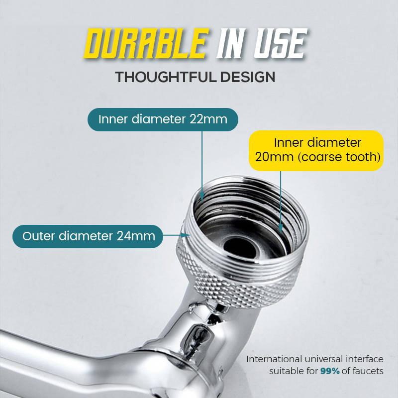 Kran Air Mekanik Lengan Putar 1440derajat Anti Cipratan Universal Extender/Keran Stopkontak Ganda Memperpanjang Stopkontak Air/Bubbler Wastafel Toilet/Fitting Keran