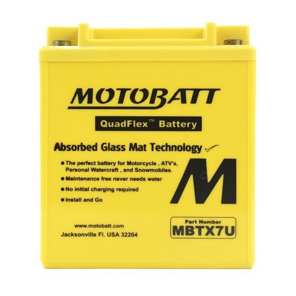 Aki Motobatt Quadflex MBTX7U (8Ah) untuk Vespa Sprint Primavera LX150, KLX250, Yamaha R25 XMax 250, 