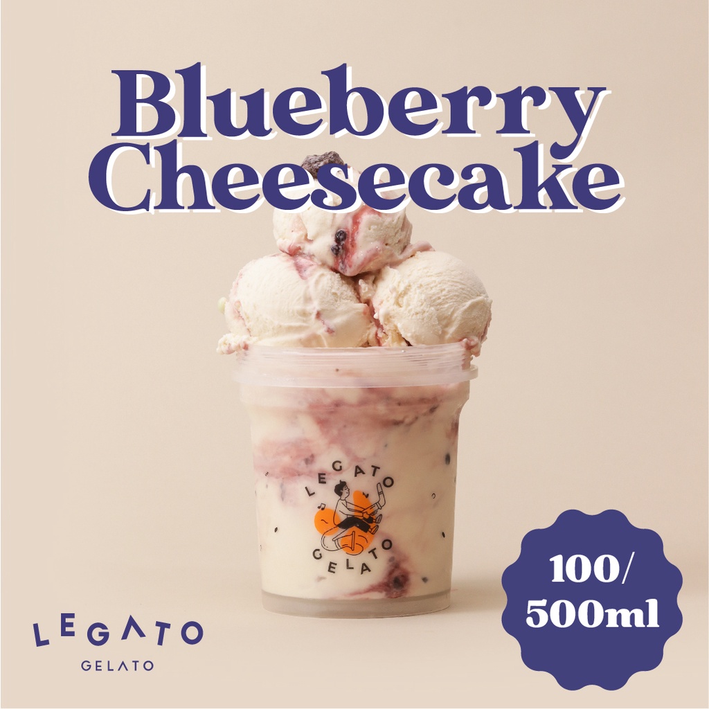 

LEGATO GELATO - Blueberry Cheesecake Pint 500 mL Cup 100 mL Ice Cream Gelato Dessert Es Krim Eskrim 500mL 100mL Frozen Cemilan Creamy Fresh Sweet Manis Refreshing Murah