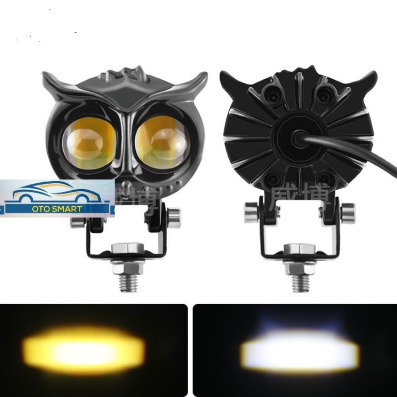 Lampu Sorot Tembak Laser Gun Mini LED D2 OWL Mobil Motor 20Watt 2 Warna Putih &amp; Kuning 20W