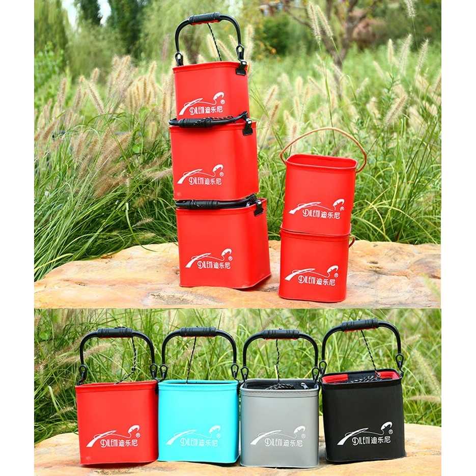 Ember Lipat Mancing Ikan Tempat Wadah Ikan Udang Umpan Hidup Folding Bucket Portable