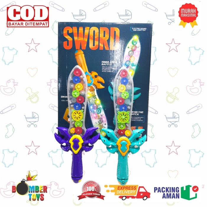 MAINAN ANAK PEDANG SWORD LIGHT GEAR SUARA GERAK LAMPU 3D MOTORIK KADO