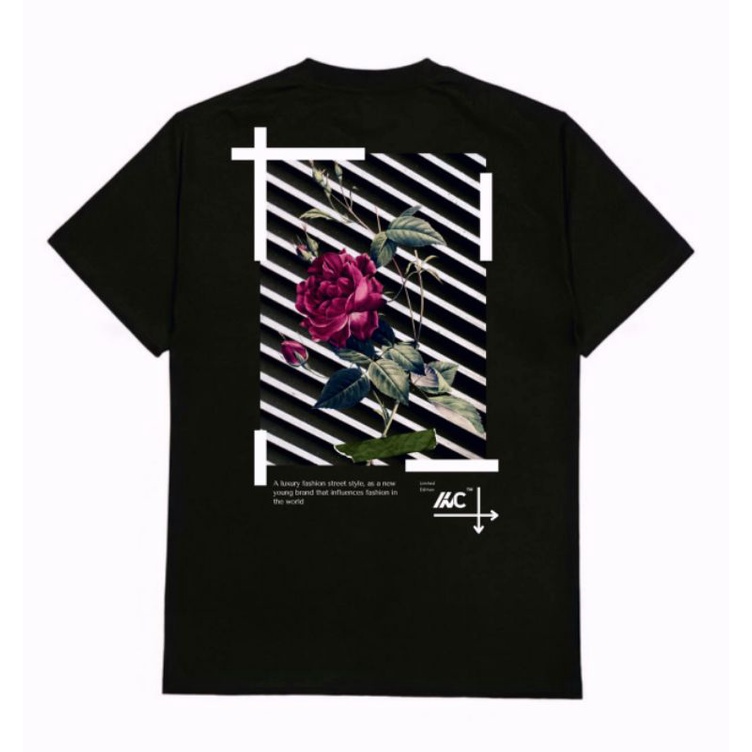 Kaos Distro INC T-Shirt Red Flower Mascote Black