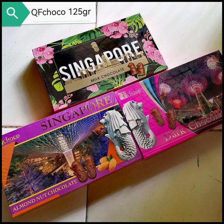 

Qfchoco 125Gr Singapore Chocolate Merlion 10Pcs Almond Milk Dark Choco