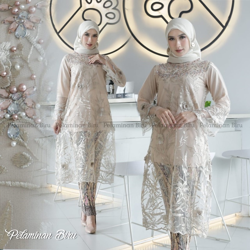 Stelan Kebaya Tunik Rok Batik Wisuda Modern Wanita Dress Kondangan Terbaru Outfit Pesta By Dvn style 01