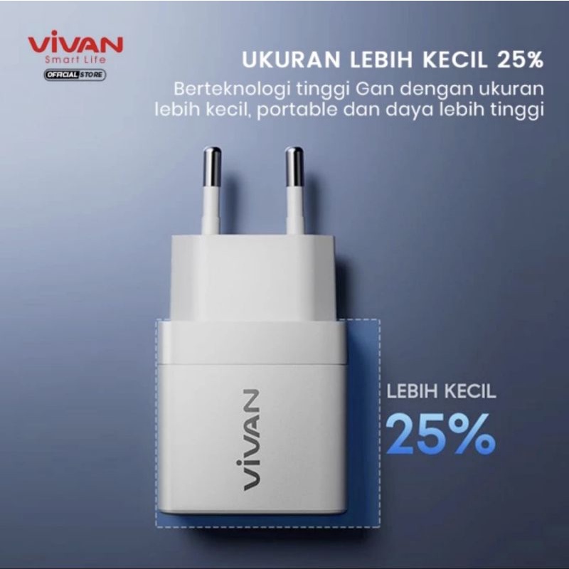 Vivan Power 35 Adaptor GAN Quick Charging 35W QC3.0 + PD