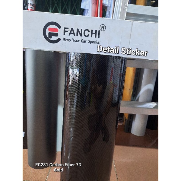 50cm Sticker Fanchi FC821 Carbon 7D FET Fiber Gold Glossy Premium Wrap 50cm