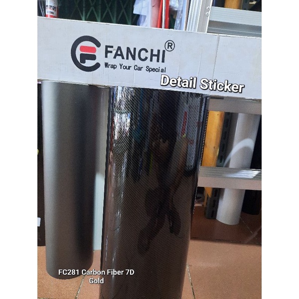 50cm Sticker Fanchi FC821 Carbon 7D FET Fiber Gold Glossy Premium Wrap 50cm