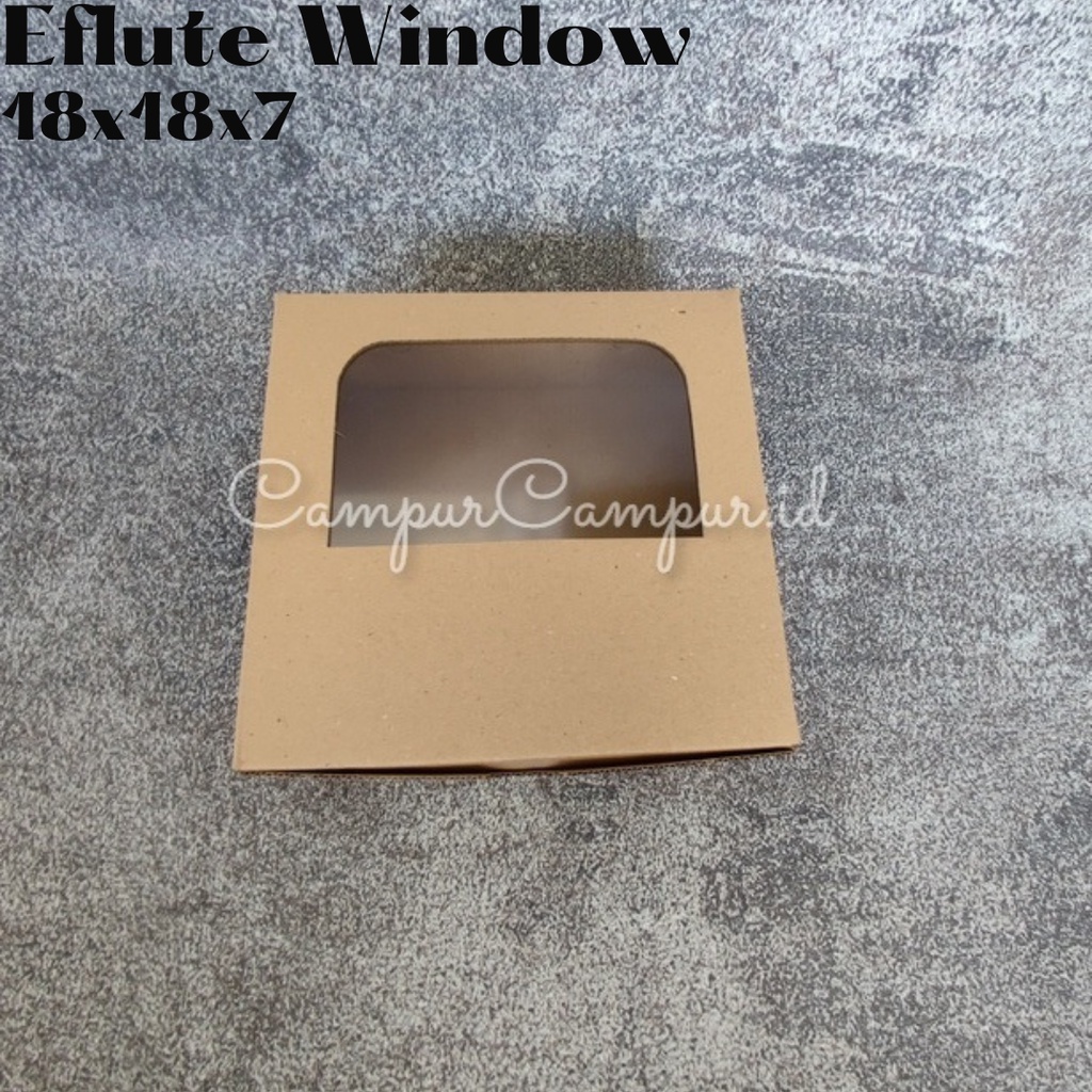 

Dus Kue Eflute Window 18x18x7 Dos Eflute window Box Kraft Box window Dus kue Box Hampers Kotak Baju