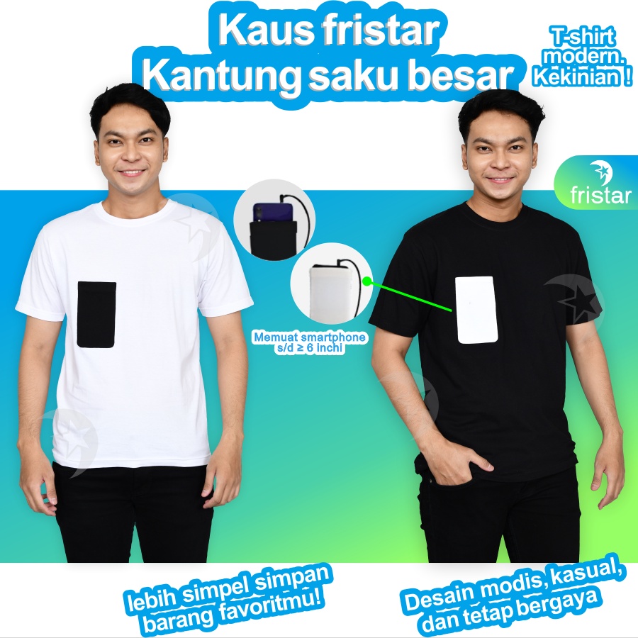 Kaos pria wanita atasan polos t shirt putih hitam kantong depan saku kaus no oversize korea distro c