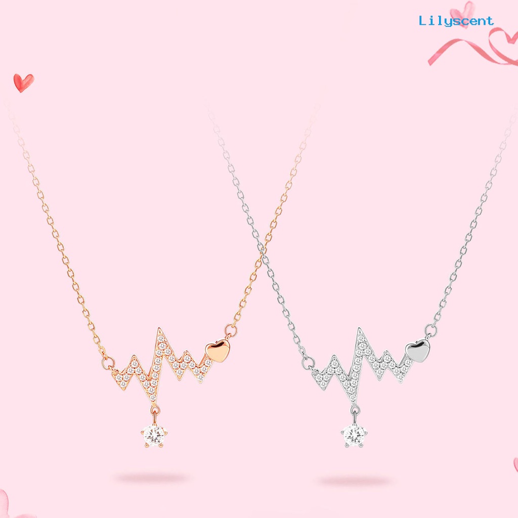 Ls Kalung Wanita Geometris Artistik Hati Ekg Liontin Alloy Necklace Untuk Pesta