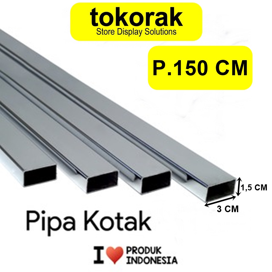 PIPA KOTAK CHROME 150CM 15X30MM