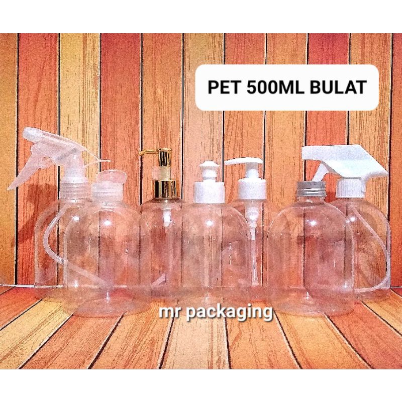 Botol Plastik 500ml Bulat isi ulang | Botol PET 500 ml reffil | botol pump spray fliptop presstop kerucut tarik pamp sprey flipon tinta trigger triger | Botol kosmetik serum skincare| wadah isi ulang skin care sabun shampo