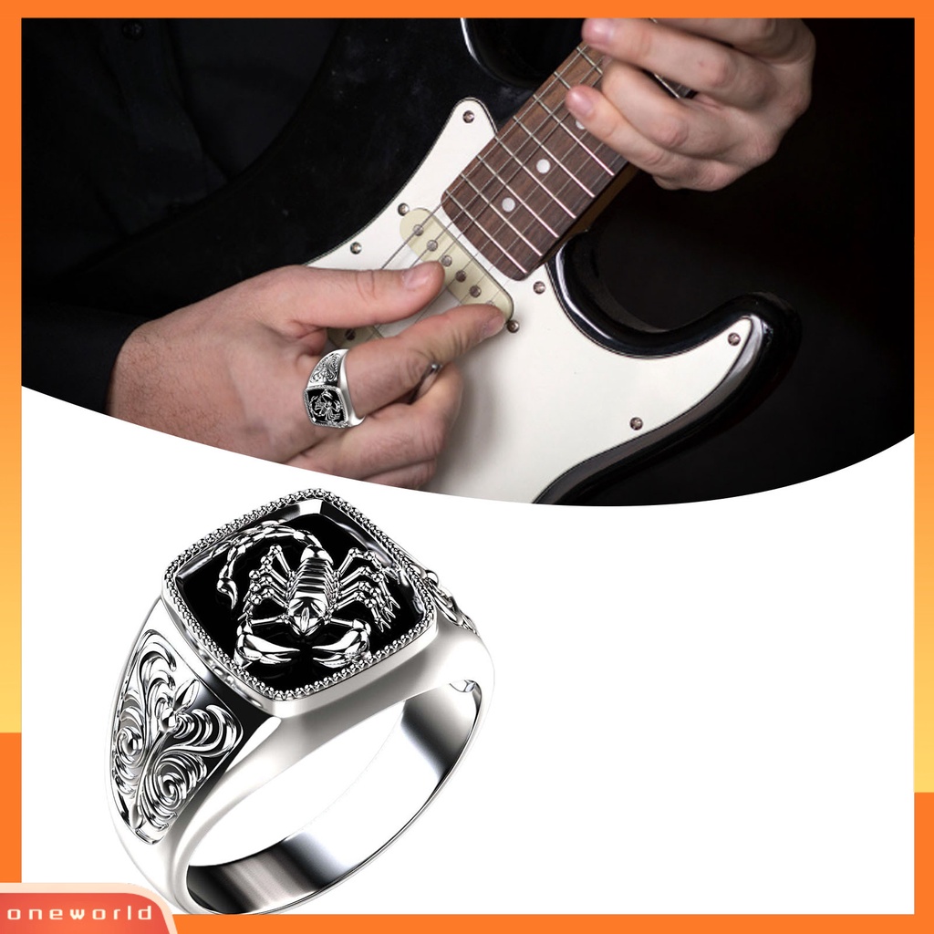 {oneworld} Kreatif Alloy Scorpio Relief Pria Cincin Perak Pernikahan Band Perhiasan Aksesori Untuk Anniversary