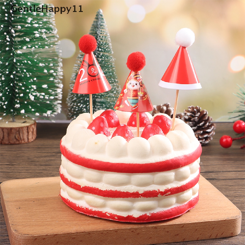 Gentlehappy 1Box Topi Mini Baking Kue Topper 1: 12rumah Boneka Miniatur Topi Hairball Topi Ulang Tahun Topi Natal Scene Decor Mainan id