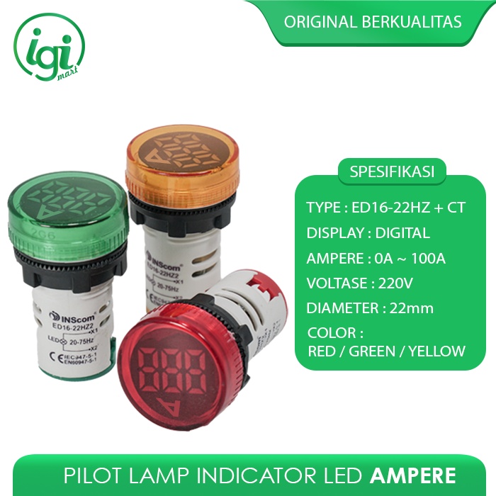 PILOT LAMP LED AMPERE METER ROUND 22MM / INDICATOR LAMPU DIGITAL BULAT