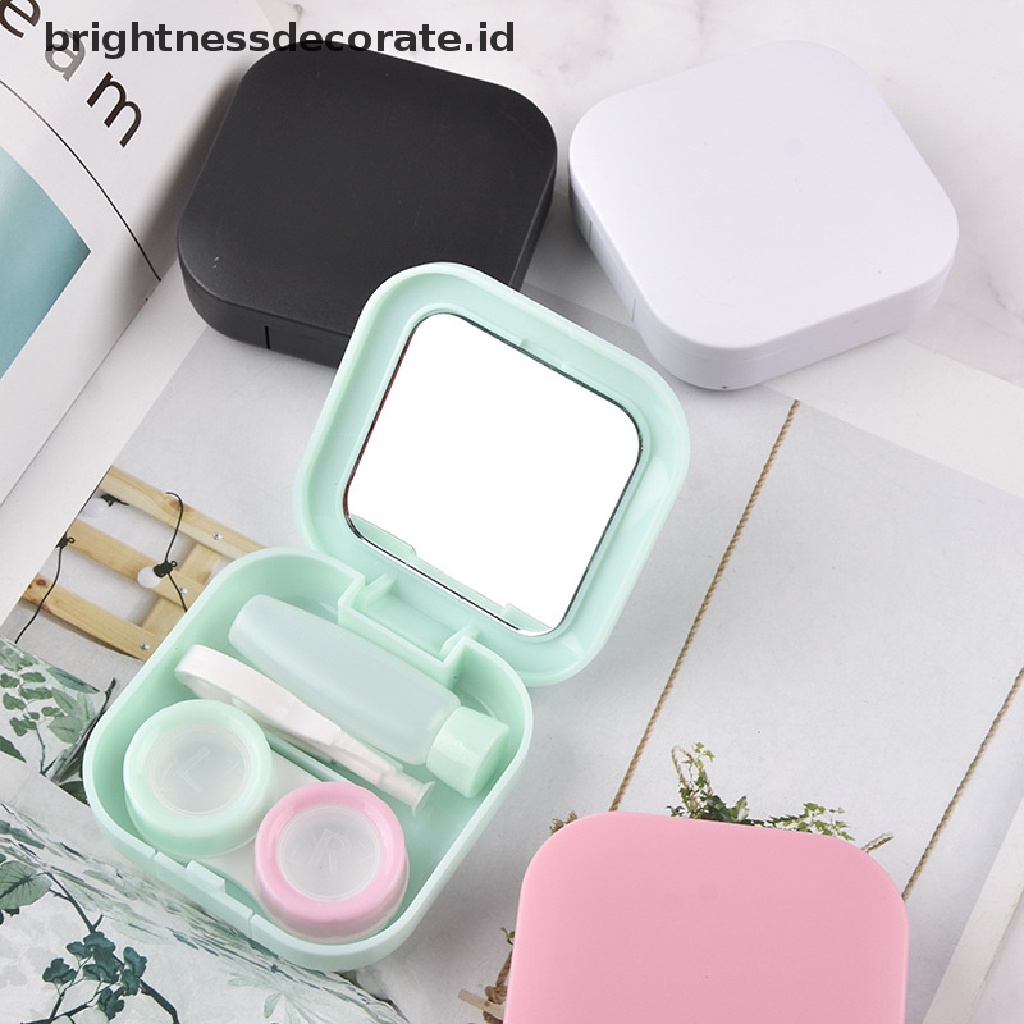 [Birth] Pocket Portable Contact Lens Case Beauty Pupil Kotak Penyimpanan Dengan Cermin Travel [ID]