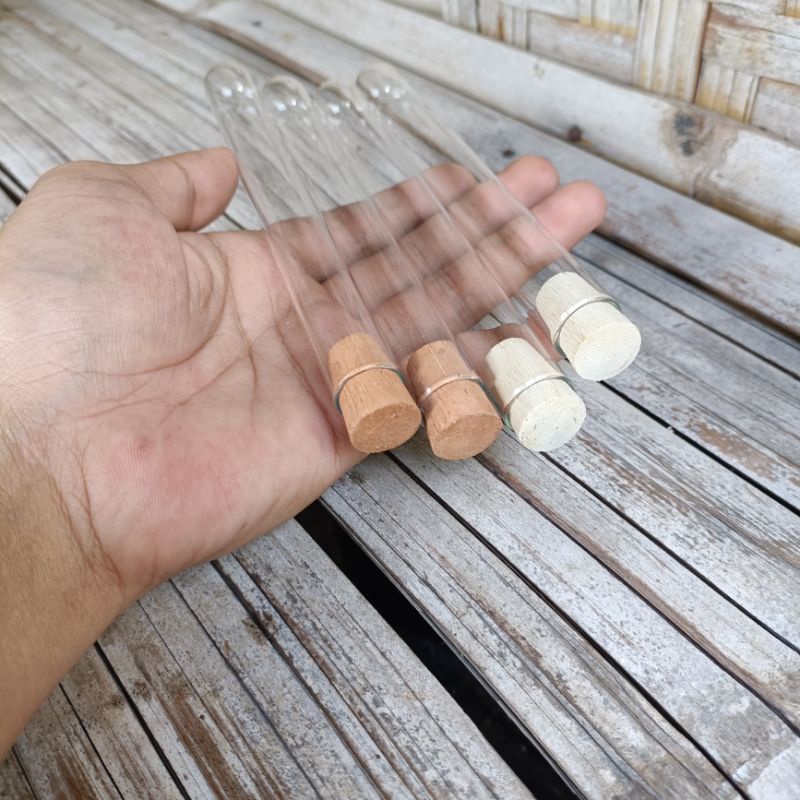 Tabung rekasi kaca 25ml tutup sumbat kayu