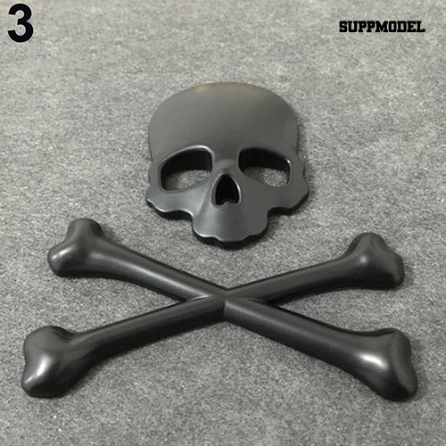 [SM] 3d Tengkorak Skeleton Crossbones Mobil Motor Logam Emblem Badge Sticker Decal