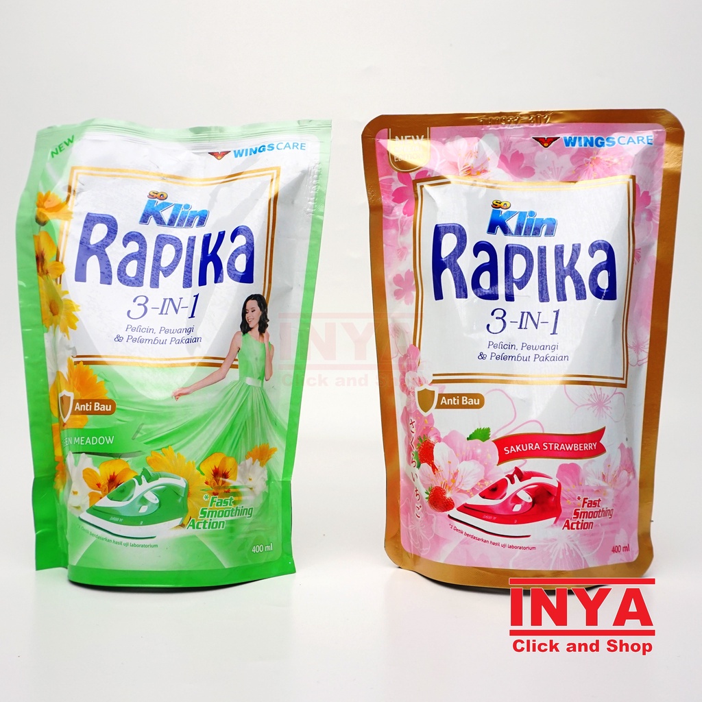 RAPIKA SOKLIN 3in1 ANTI BAU SAKURA STRAWBERRY 400ml REFILL - Pelicin Pakaian