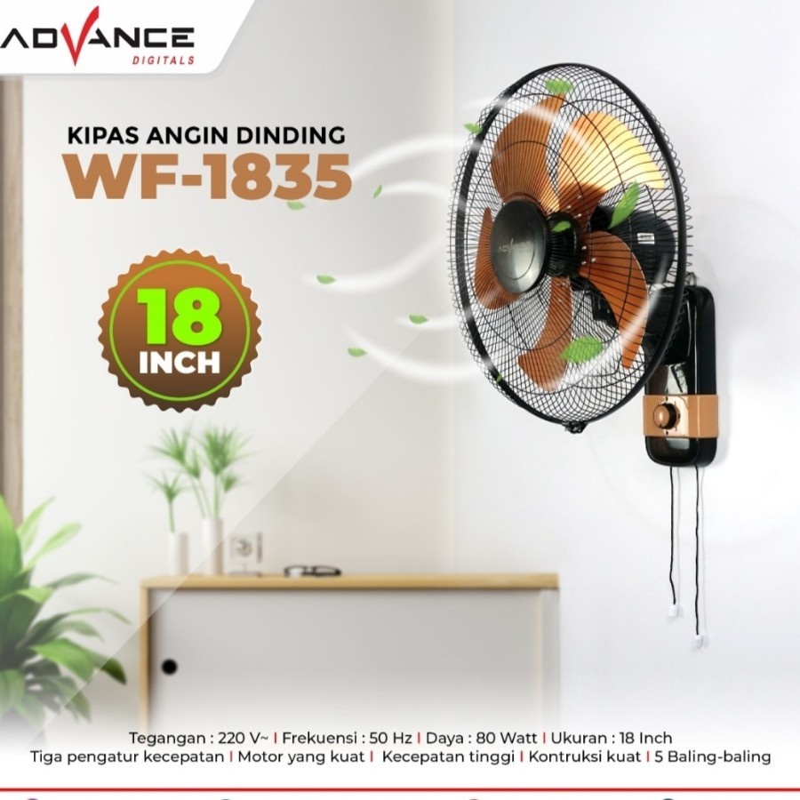 Wallfan Wall Fan Kipas Angin Dinding Besi Tornado 5 Baling Advance WF 1835 18in 18 Inch