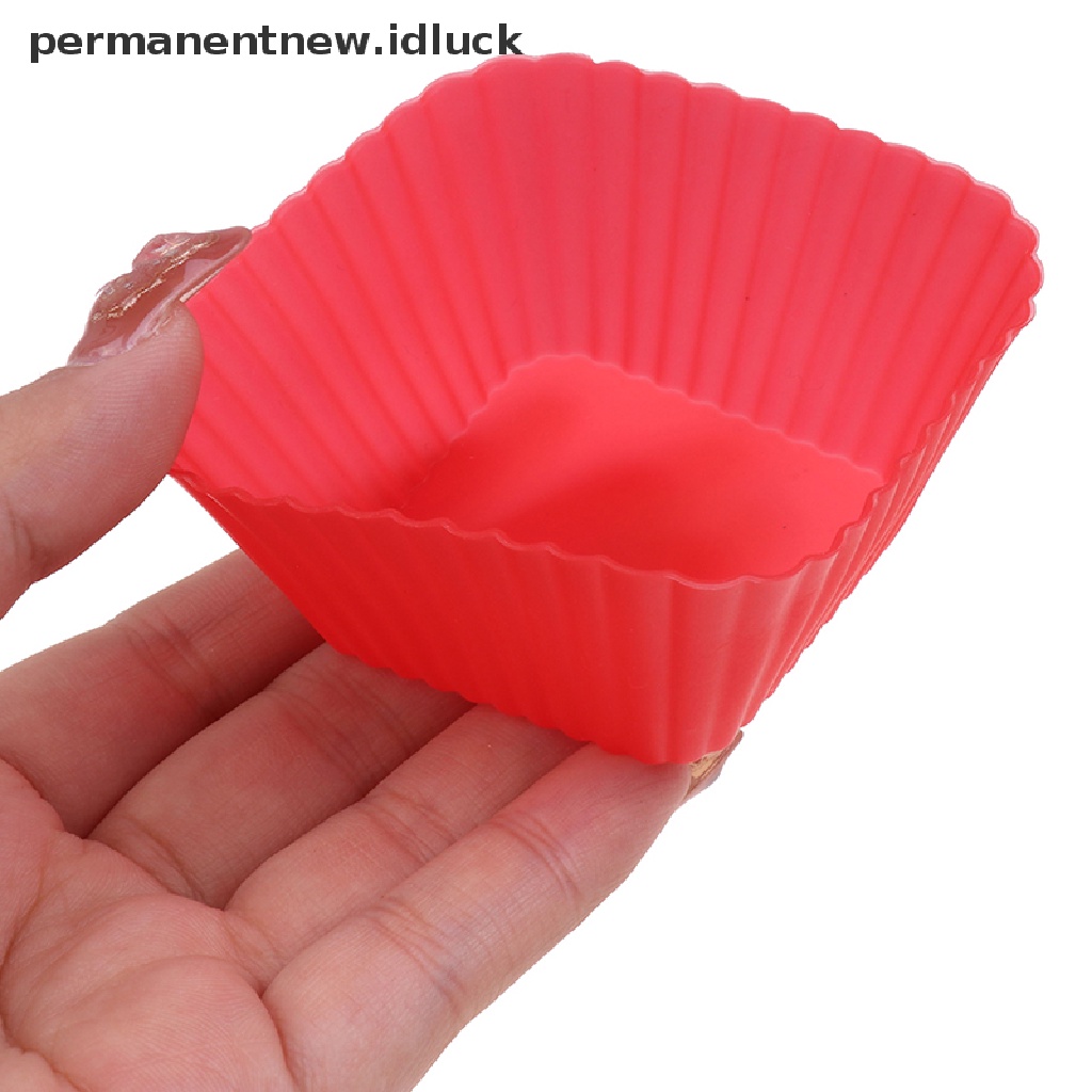 [luckypermanentnew] 1/6pcs 7cm Persegi Berbentuk Jelly Puding Cetakan Muffin Kue Cup Silikon Cetakan [ID]