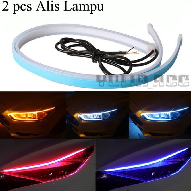 Lampu Alis LED Motor Mobil 2 Warna Running fleksibel 30cm Universal