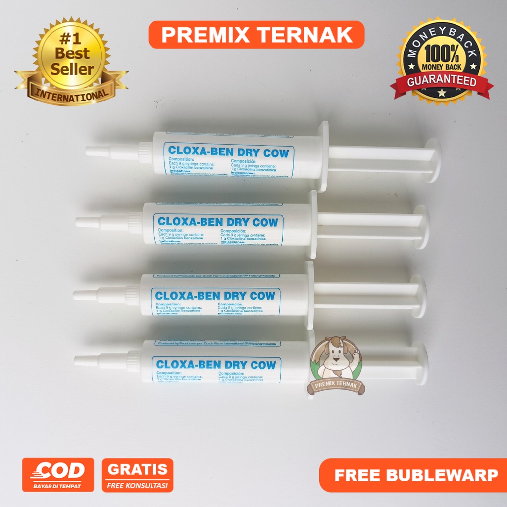 CLOXA BEN DRY COW 1 PCS - Obat mastitis ternak sapi kambing domba perah masa (fase) kering - MIRIP DEPOLAC - Premix Ternak