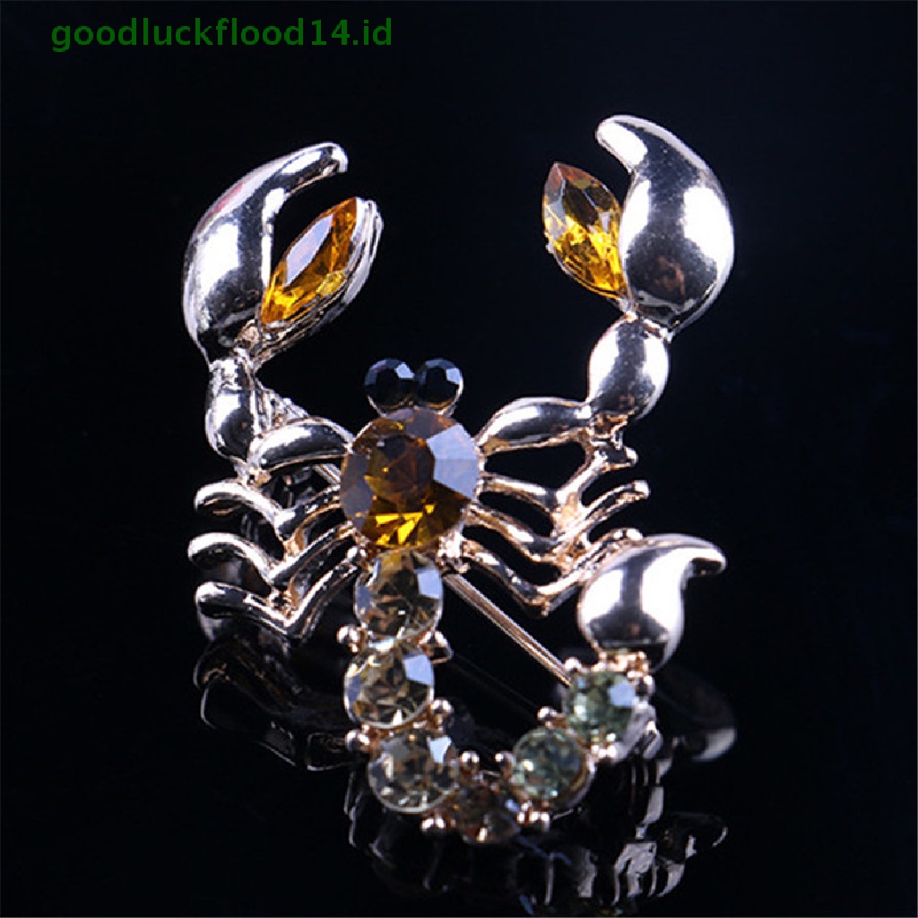 [GOOGFOUR] Bros Syal Kristal Bersinar Bros Berlian Imitasi Bros Hewan Scorpion Brooch Pin [Atas]