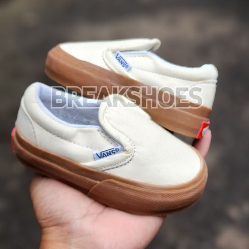 Sepatu anak slip on laki dan perempuan krem gum / blue  krem  peach