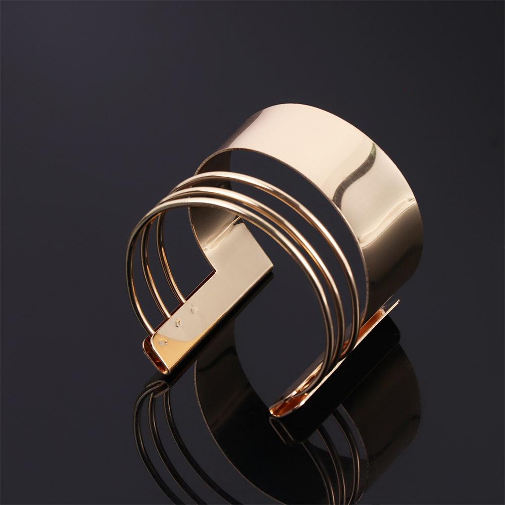 Needway   Alloy Trendy Perhiasan Punk Cuff Kepribadian Berlebihan Wanita Gelang Berongga Keluar