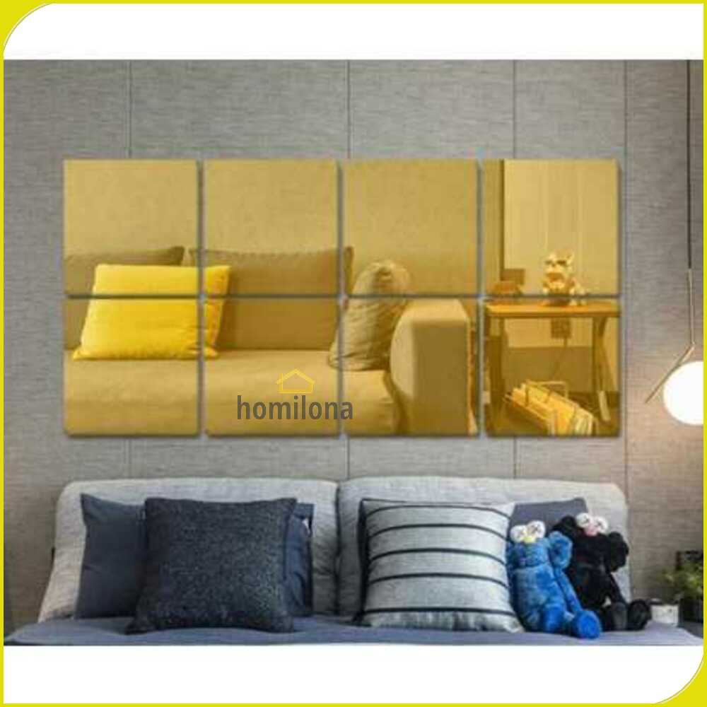 Fender Wall Sticker Dekorasi Dinding 3D Model Square Mirror 9 PCS - Q353