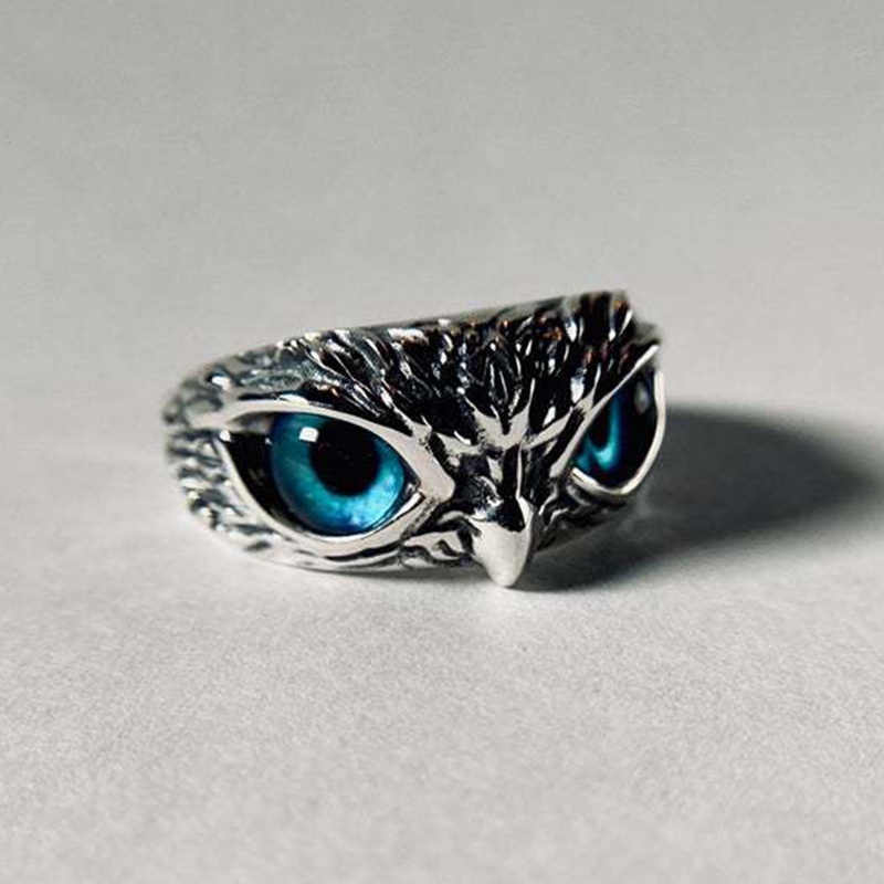 Cincin Mata Burung Hantu Setan Untuk Wanita Gadis Pecinta Retro Hewan925 Sterling Silver Rings