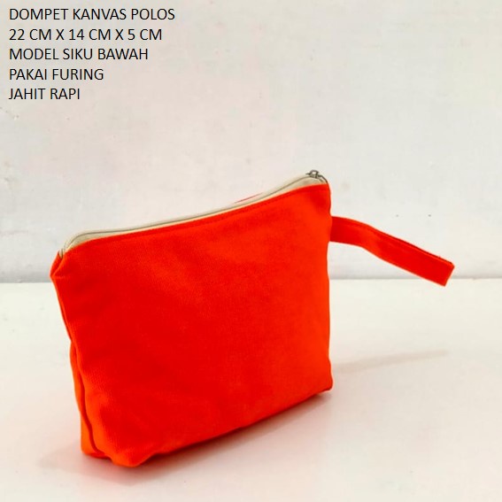 DOMPET KANVAS POLOS POUCH KANVAS WARNA ORANGE. Riens Collections